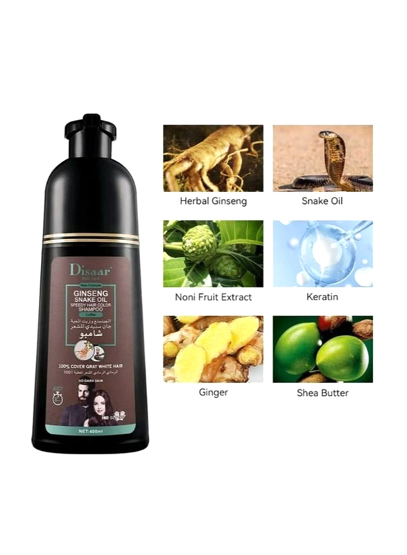 DISAAR Shampooing Colorant Marron au Ginseng et l'huile de serpent 400 ml |  Beautymall