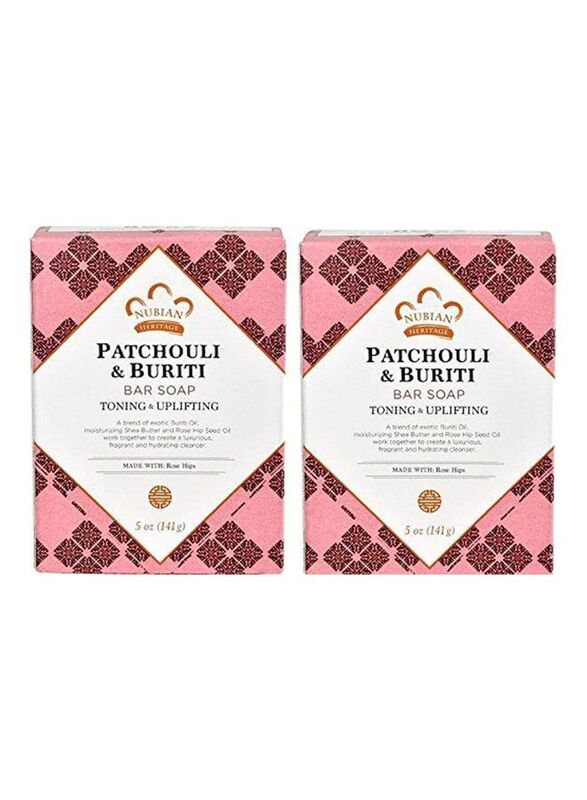 Nubian Heritage Patchouli and Buriti Bar Soap Set, Pack of 2 x 141g,