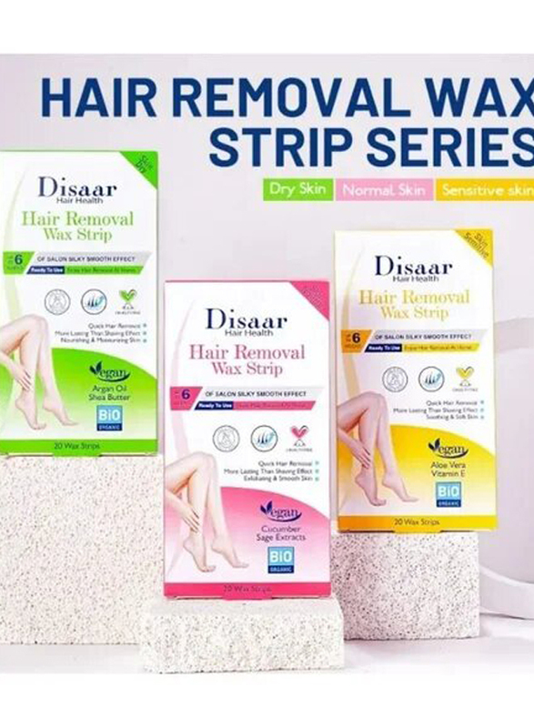 Disaar Hair Removal Wax Strips, 3 x 20 Strips