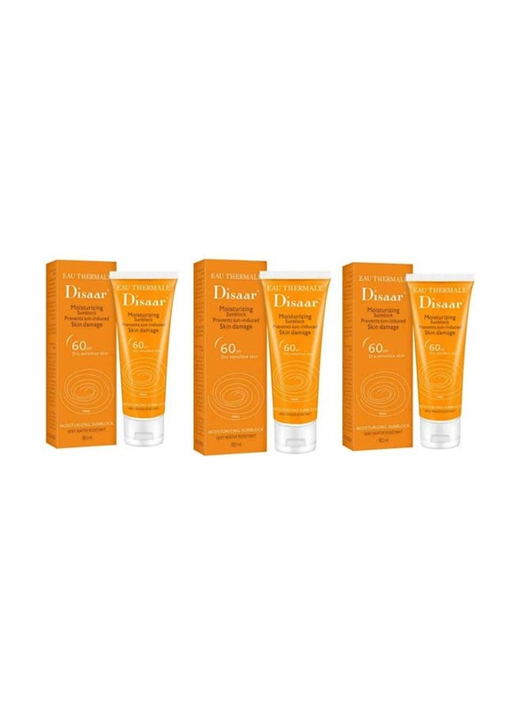 Disaar Sunscreen Moisturizing Cream SPF 60, 80ml, 3 Piece