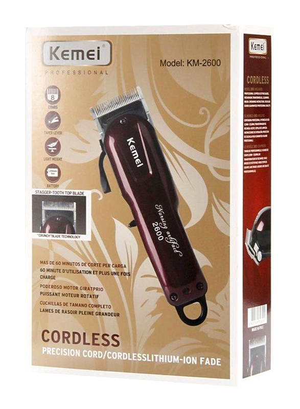 Kemei Professional Hair Clipper Dry for Men, KM-2600, Red