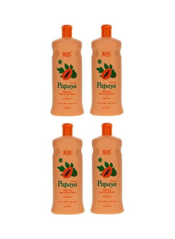 RDL Extract Papaya Whitening Hand and Body Lotion + Vitamin E, 600ml, 4 Pieces