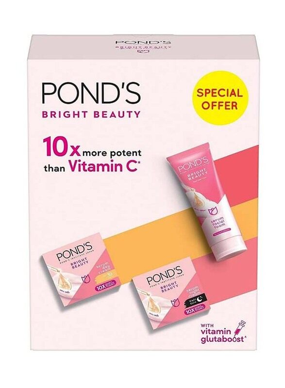 

Pond's Bright Beauty Serum Facial Foam with Day Cream and Night Cream, 3 Pieces