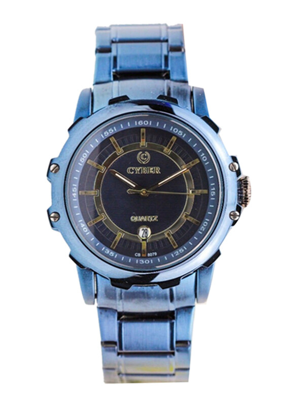 

Cyber Analog An Elegant Watch for Men with Stainless Steel Band, Blue-Black/Gold