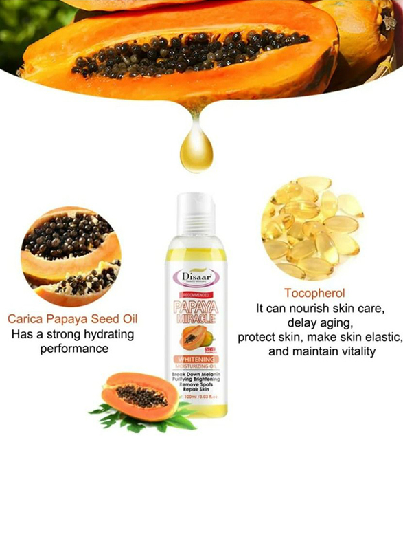 Disaar Papaya Miracle Whitening & Moisturizing Oil, 2 x 100ml