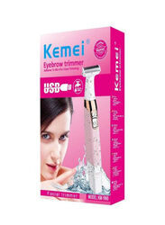 Kemei KM-1900 Rechargeable Body Shaver And Eyebrow Trimmer, Pink/White/Gold