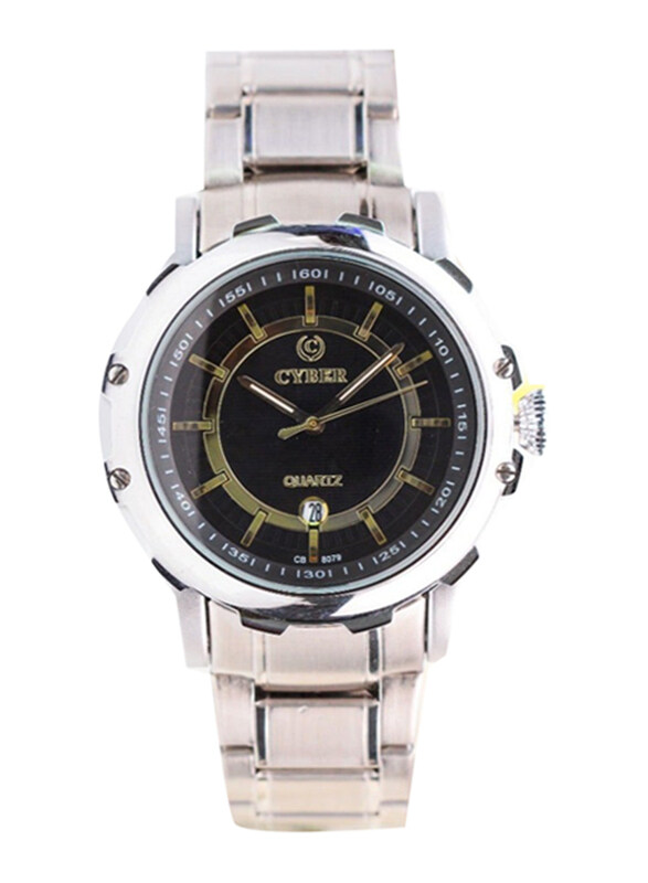 

Cyber Analog An Elegant Watch for Men with Stainless Steel Band, Silver-Black/Gold