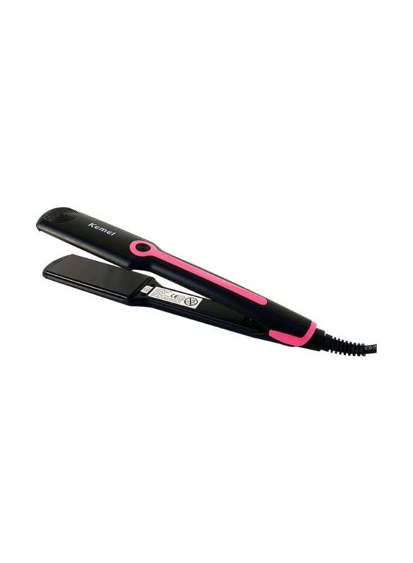 Kemei Professional Hair Straightening Iron, Black/Pink