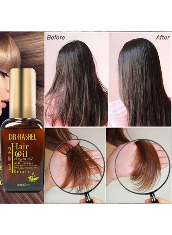 Dr. Rashel 2-In-1 Hair Gold Oil With Keratin, 50ml