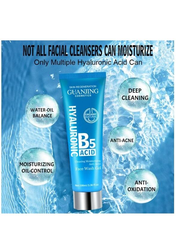 Guanjing Hyaluronic Acid B5 Cleaning Moisturizing Anti-acne Face Wash Gel, 100ml