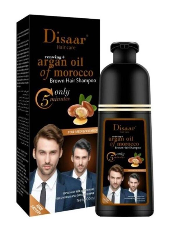 

Disaar Hair Coloring Shampoo With Argan Oil, 400ml, Brown