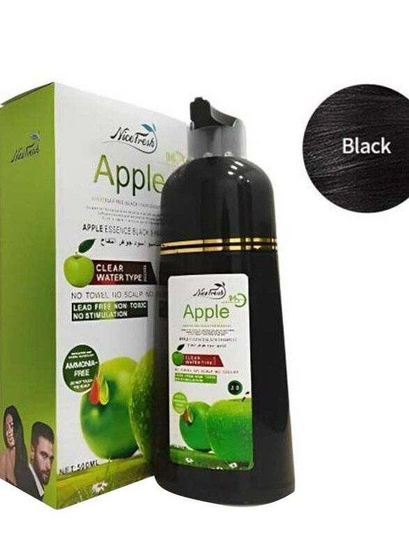 

Nice Fresh Apple Essence Hair Dye Shampoo, 500ml, Black