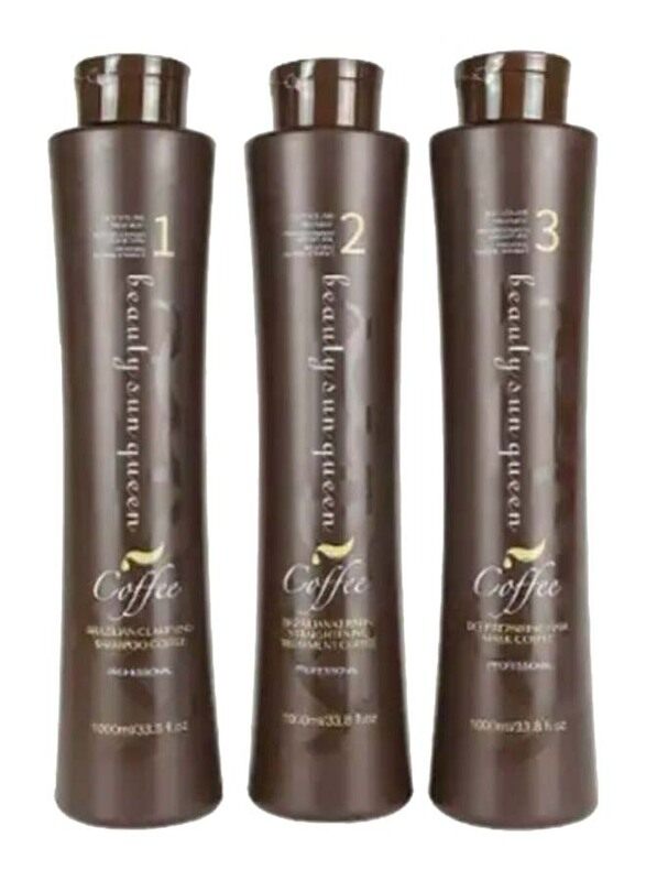 

Keratine Queen Coffee Brazilian Hair Straightening Treatment Set, 3 Pieces x 1000ml