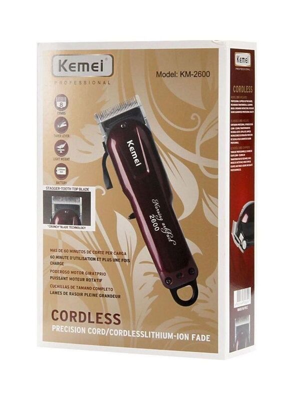 Kemei KM-2600 Professional Dry Hair Clipper, Red/Black