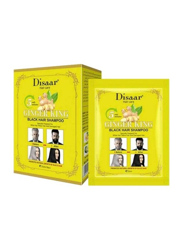 

Disaar Ginger King Hair Dye Shampoo, 10 x 25ml, Black