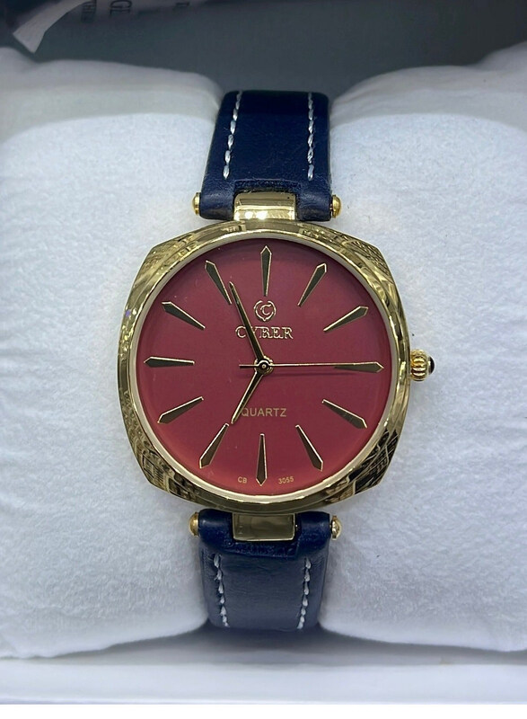 

Cyber a Very Wonderful Analog Watch for Men with Leather Band, Blue-Red