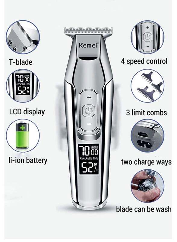 Kemei KM-5027 Electric Hair Clipper, Silver