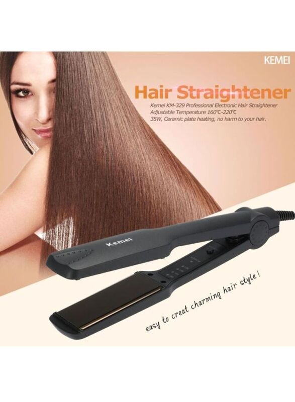 Kemei Professional Electric Hair Straightener, Black