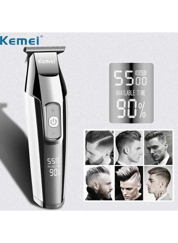 Kemei Rechargeable Electric Hair Clipper, KM-5027, Silver