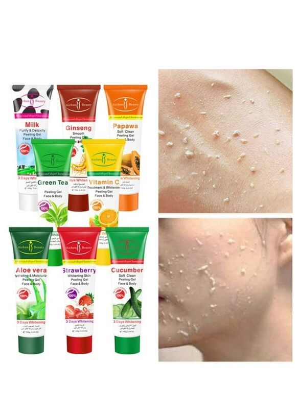 Aichun Beauty Face and Body Exfoliating Gel Set, 8 Pieces x 100gm