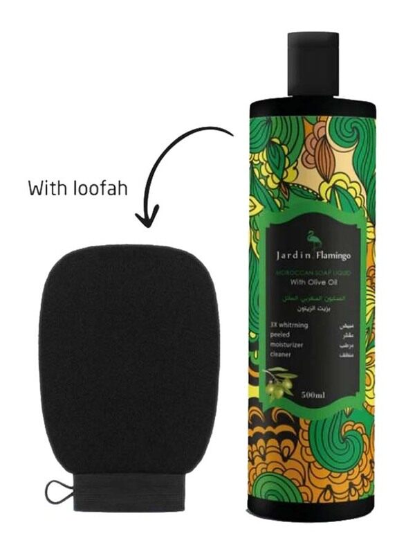

Jardin Flamingo Moroccan Soap Liquid Olive Oil With Loofah, 500ml