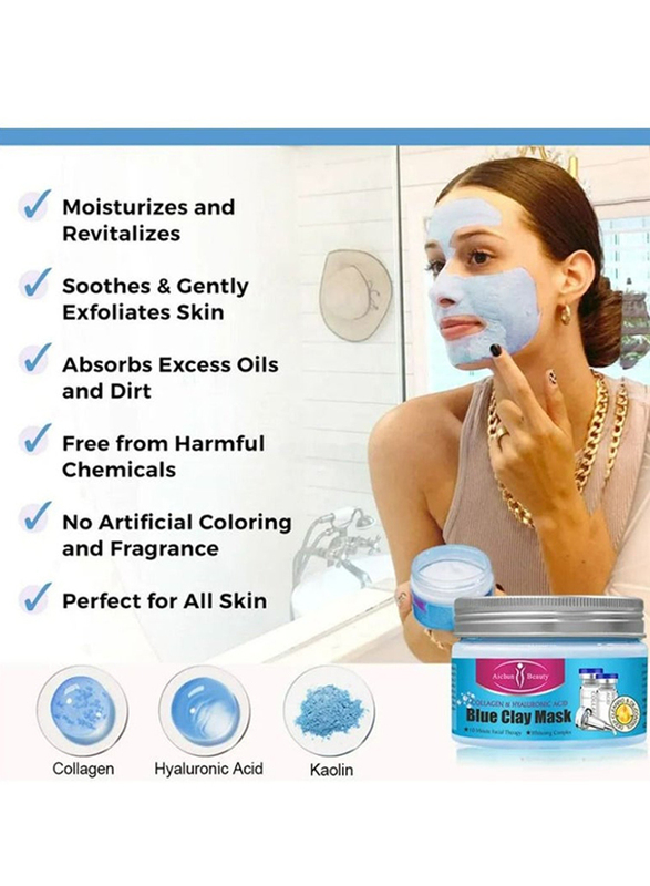 Aichun Beauty Collagen & Hyaluronic Acid Blue Clay Mask, 150gm