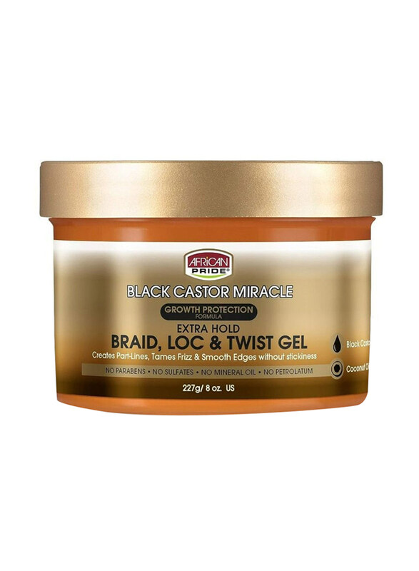 

African Pride Black Castor Miracle Extra Hold Braid, Loc, Twist Gel, 227gm