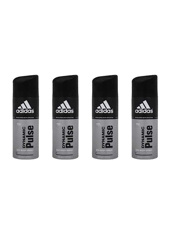 Adidas Dynamic Pulse Body Spray Deodorant, 4 x 150ml