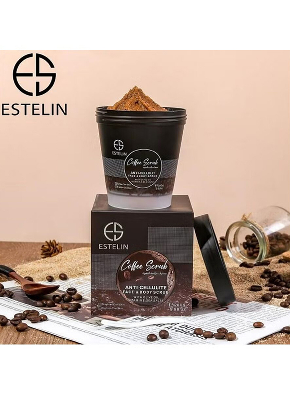 Estelin Whitening Body And Face Scrub With Coffee Extract, 280gm