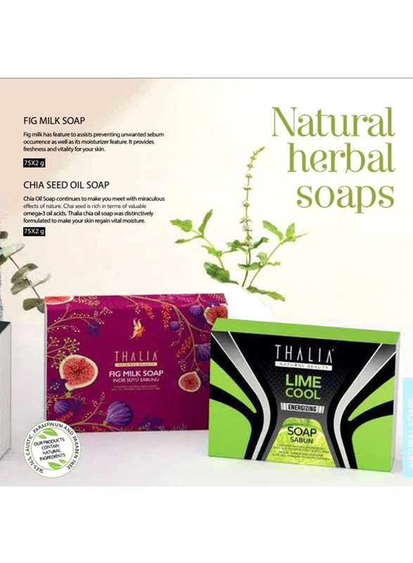 Thalia Natural Beauty Fig Milk & Energizing Lime Cool Extract Natural Solid Soap, 2 Pieces