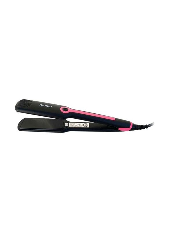 Kemei Professional Hair Straightening Iron, Black/Pink