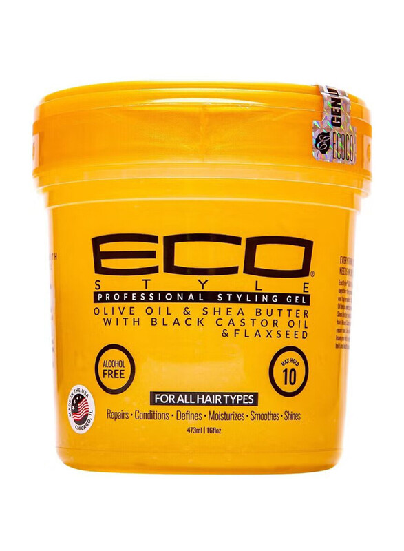 

Eco Style Gold Olive Oil & Shea Butter & Black Castor Oil & Flaxseed Styling Gel for All Hair Types, 473ml