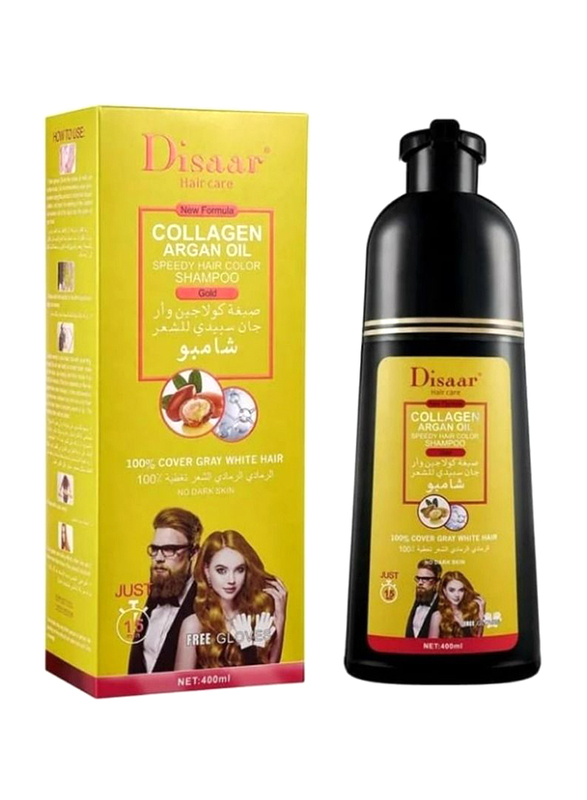 Disaar Collagen Argan Oil Speedy Hair Color Shampoo, 400ml, Gold