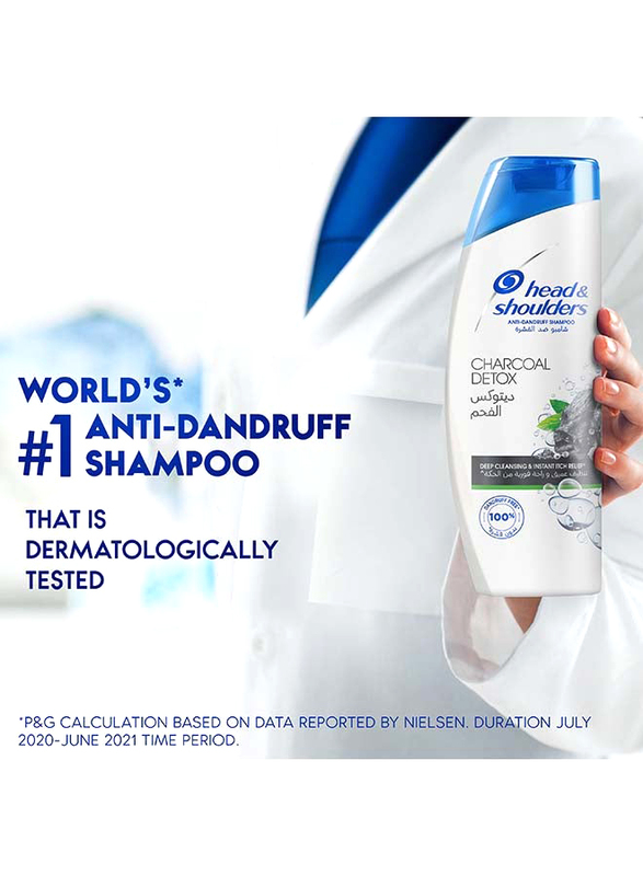 Head & Shoulders Charcoal Detox Anti-Dandruff Shampoo for Anti Dandruff, 2 x 400ml