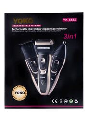 Yoko YK-6559 3-In-1 Rechargeable Trimmer, Black/Gold