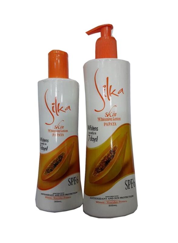 Silka Papaya Skin Whitening Lotion SPF6, 2 Piece