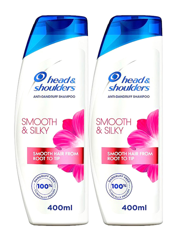 Head & Shoulders Smooth & Silky Anti-Dandruff Shampoo for Frizzy Hair, 2 x 400ml