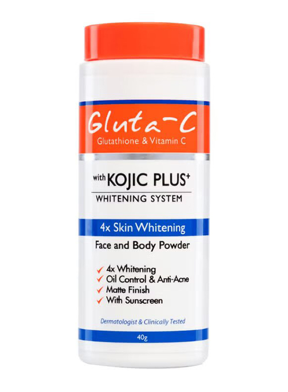 Gluta-C Face & Body Powder with Kojic Plus Whitening System, 40gm