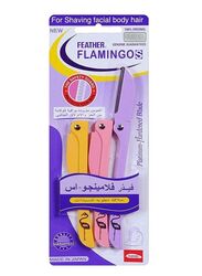 Feather-Flamingo Facial Touch-up Stainless Steel Safe Razor, 6 Pieces