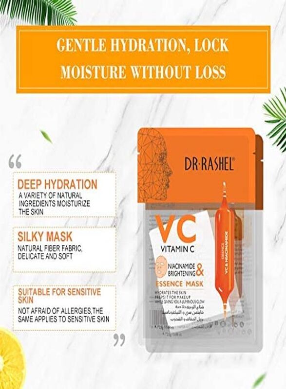 Dr. Rashel Vitamin C Niacinamide & Brightening Essence Mask, 5 x 25g