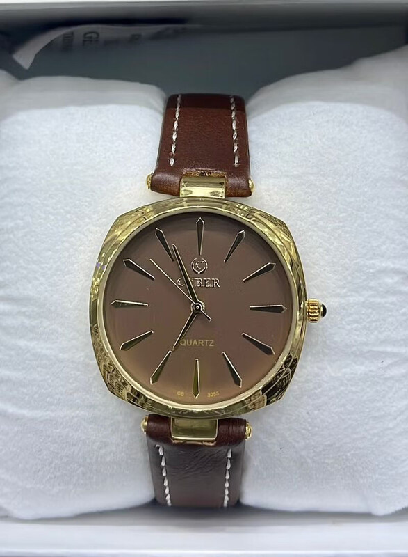 

Cyber An Elegant Analog Watch for Men with Leather Band, Brown-Grey