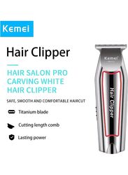 Kemei KM-032 Professional Rechargeable Hair Clipper Trimmer, Silver