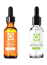 Pretty Cowry Vitamin C Facial Serum and Hyaluronic Acid Serum Set, 2 Pieces, 30ml