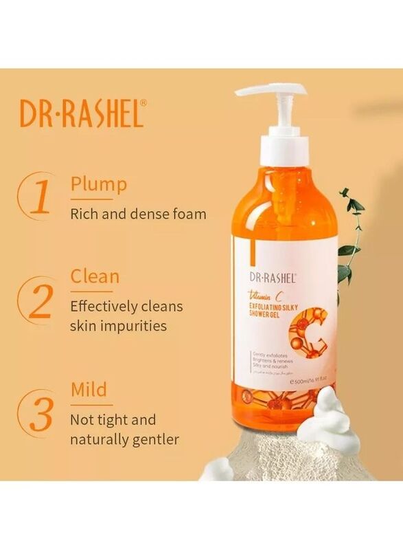 Dr Rashel Exfoliating Silky Shower Gel with Vitamin C, 500ml