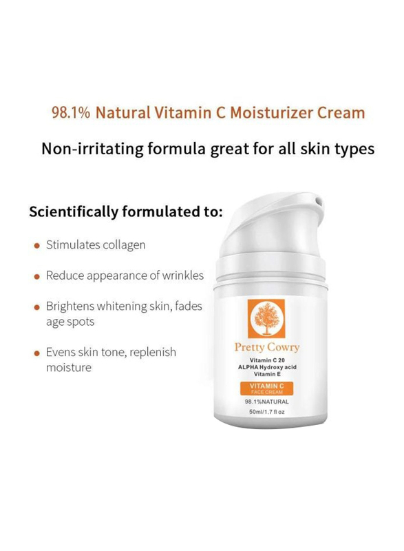 Pretty Cowry Vitamin C 20 Alpha Hydroxy Acid & Vitamin E Face Cream, 50ml