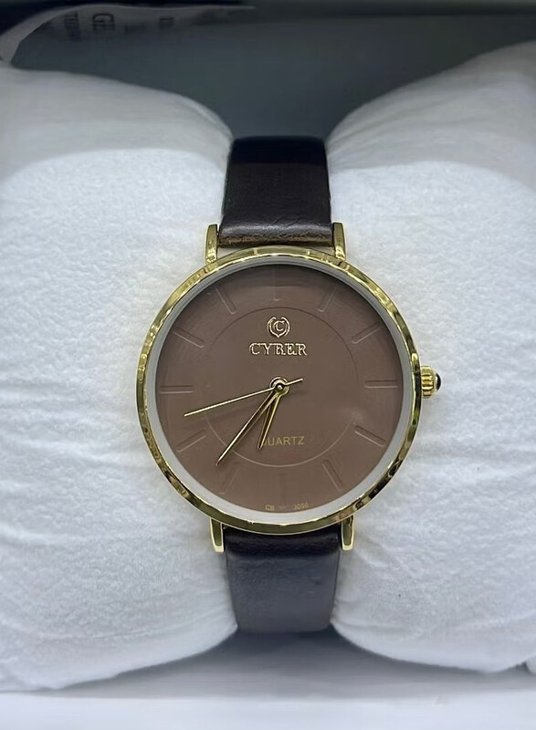 

Cyber An Elegant Analog Watch for Men with Leather Band, Black-Brown