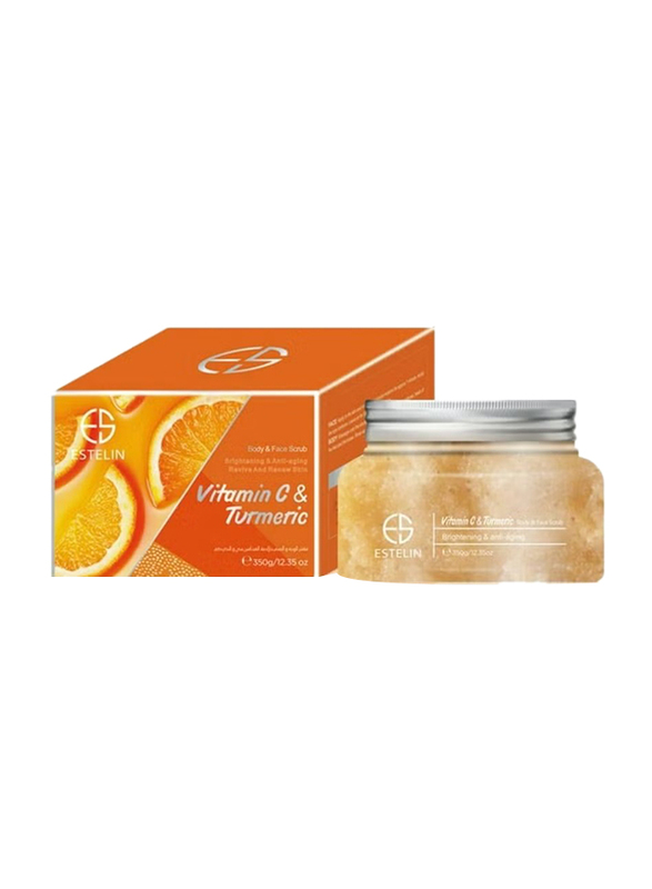 Estelin Whitening Face and Body Turmeric Extract and Vitamin C Scrub, 350gm