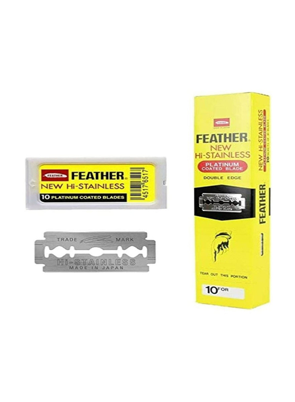 Feather Platinum-Coated Double Edge Razor Blades, 200 Pieces