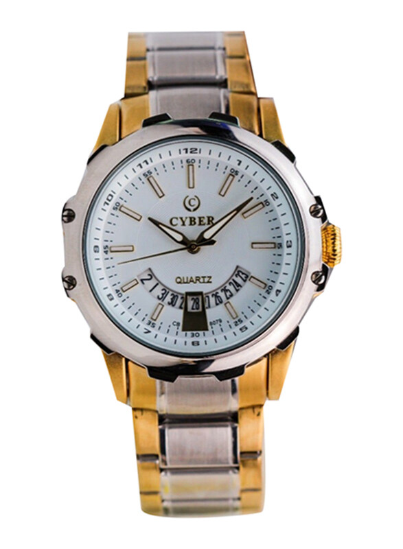 

Cyber Analog An Elegant Watch for Men with Stainless Steel Band, Gold/Silver-White