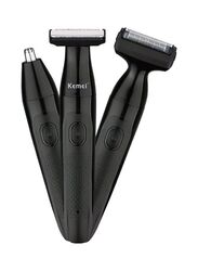 Kemei KM-114 Professional Design 3 In 1 Electric Multi Function Men Grooming Set, Black